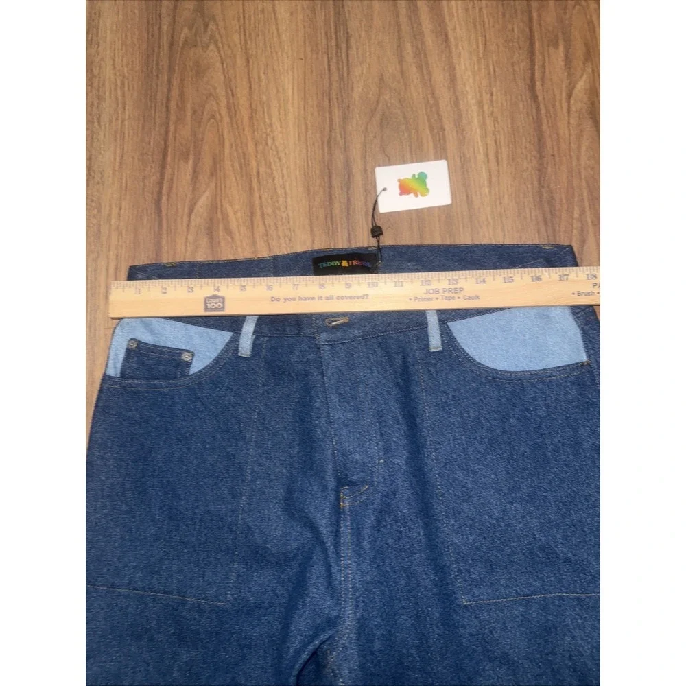 TEDDY FRESH Pants Lag Zip Off Denim Pants Unisex‎ Size 34  Relaxed Fit Jeans NWT